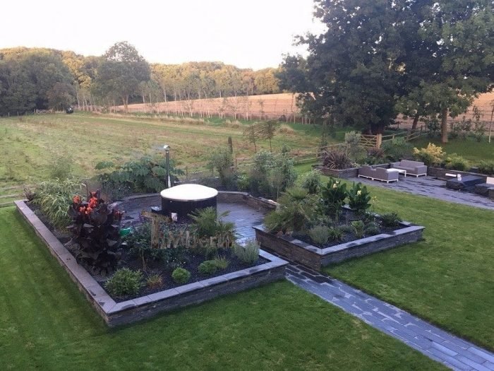 Fiberglass Lined Hot Tub With Integrated Burner Thermo Wood Wellness Royal, John,, UK