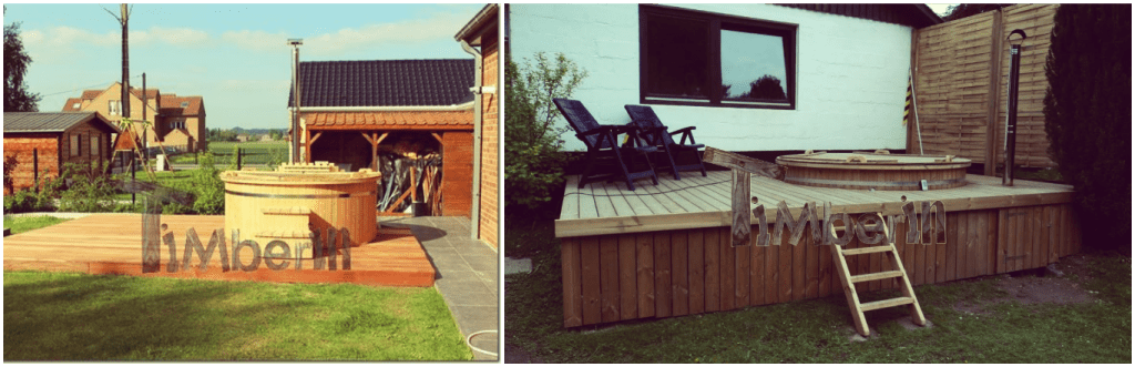 Preparing the Base for a Hot Tub or Outdoor Sauna 2 Structural wooden terrace base planned around a TimberIN hot tub installation