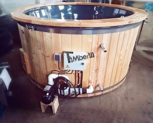WOOD FIRED HEATER VS ELECTRIC HEATER Wooden Hot Tub With Electric Heater (4) |