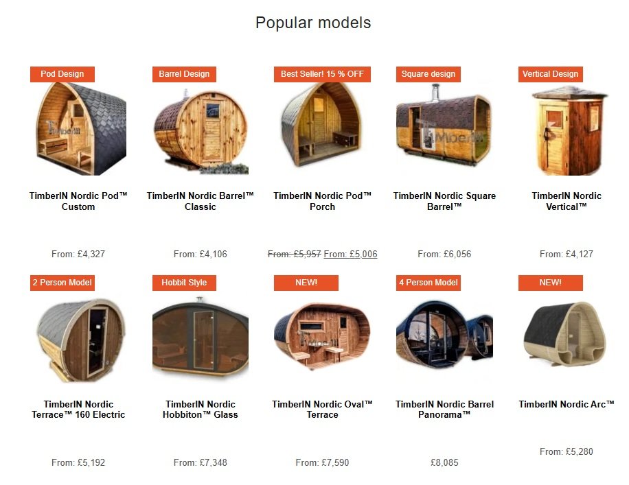 Outdoor saunas models