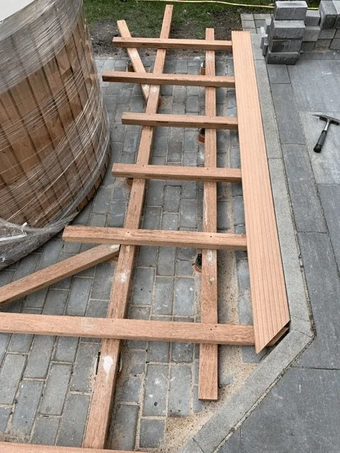 Preparing the Base for a Hot Tub or Outdoor Sauna 13 Round terrace opening carefully formed around a TimberIN hot tub