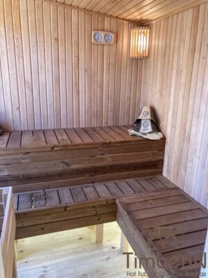 Outdoor modern sauna with a glass front (1)