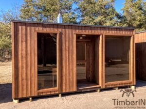 Outdoor modern sauna with a glass front (17)