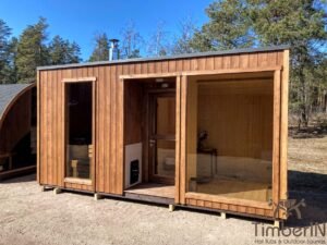 Outdoor modern sauna with a glass front (4)