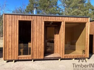 Outdoor modern sauna with a glass front (5)