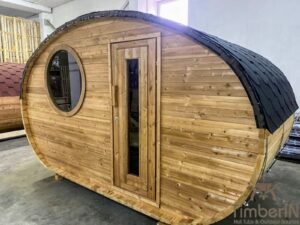 Outdoor hobbit style wooden sauna (5)