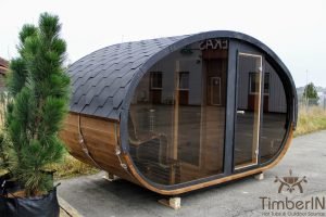 Outdoor hobbit style wooden sauna (8)