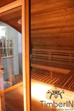 Outdoor hobbit style wooden sauna (8)