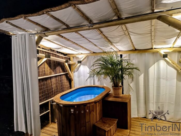 Compact 2 person wooden hot tub with log burner UK