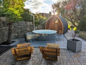 Outdoor garden sauna pod – iglu smart pellet or wood fired burning hot tub wpc – thermowood (5)