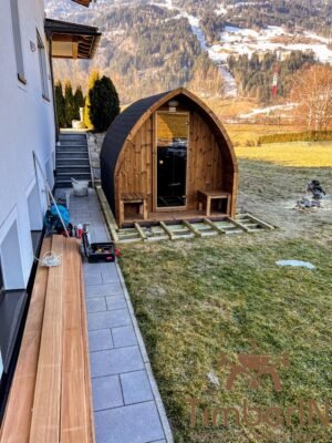 Outdoor wooden sauna pod iglu (6)