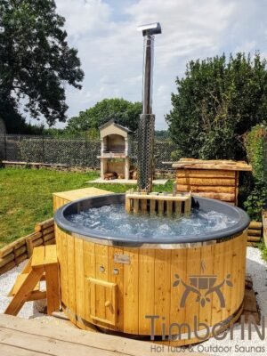 Outdoor jacuzzi hot tub wood fired 4 6 persons with snorkel burner