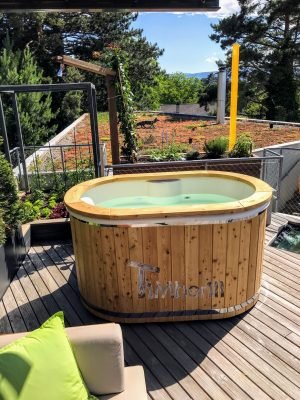 Oval Hot Tub For 2 Persons With Fiberglass Liner (1)