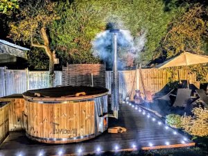 Wood Burning Fiberglass Hot Tub With Integrated Stove Wellness Royal