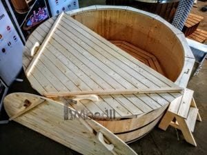 Wooden Hot Tub Deluxe Siberian Spruce With External Wood Burner (8)