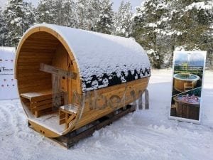 Barrel Garden Sauna With Canopy Terrace And Electric Heater (2)