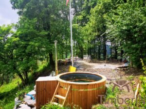Round outdoor garden hot tub with polypropylene liner (2)
