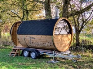 Outdoor Barrel Sauna On Wheels Mobile (1)