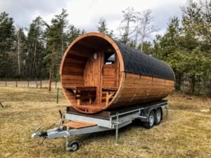 Outdoor barrel sauna on wheels mobile (6)