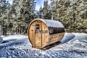 Outdoor Garden Wooden Sauna In Winter