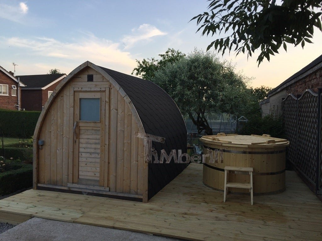 Igloo outdoor sauna and wood fired wooden hot tub Philip Selston UK 1
