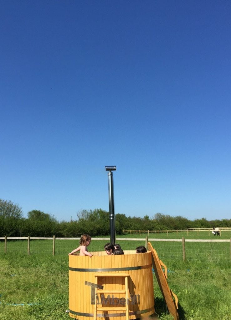 Wooden hot tub for 2 persons Ali The Gathering Camp Ash Farm Dorset U.K 2