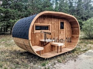 Oval Wooden Outdoor Sauna (37)