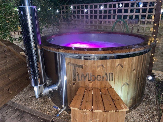 Wood burning fiberglass hot tub with jets Wellness Royal Carl Crediton United Kingdom 2