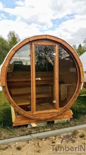 Thermo wood garden sauna with glass front