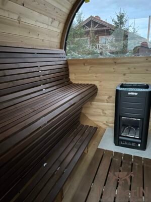 Outdoor barrel sauna with front glass andd back panaramic window (10)