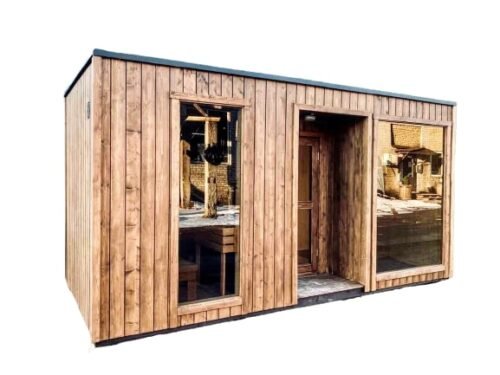 Modern outdoor garden sauna