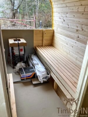 Rectangular barrel wooden outdoor sauna (1)