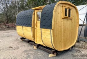 Rectangular barrel wooden outdoor sauna (2)