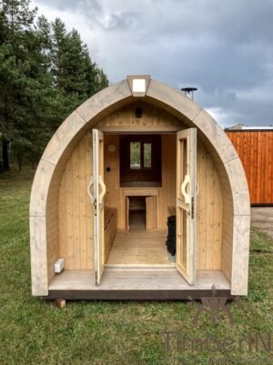 Outdoor camping glamping pod with wood burning heater (3)