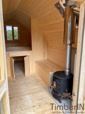 Outdoor camping glamping pod with wood burning heater (4)