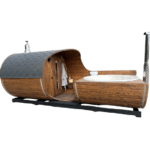 Barrel sauna model with fiberglass hot tub (1)