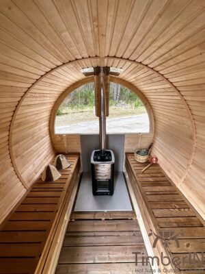 Barrel sauna model with fiberglass hot tub (3)