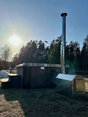 Wood fired hot tub delivered to a Manchester home