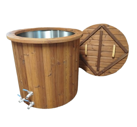 Cold Plunge Tub – Thermowood Ice Bath (Ø90 cm, AISI316 Stainless Steel) 1 Thermowood cold plunge tub 90cm with AISI316 stainless steel ice bath UK